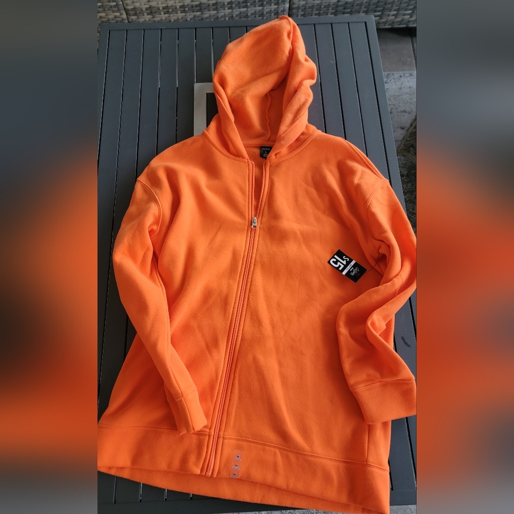 NWT Orange Womens Zip Up Hoodie Size Medium